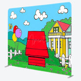 Aperturee - Aperturee Cartoon Outdoor Red House Grass Pillow Case Backdrop